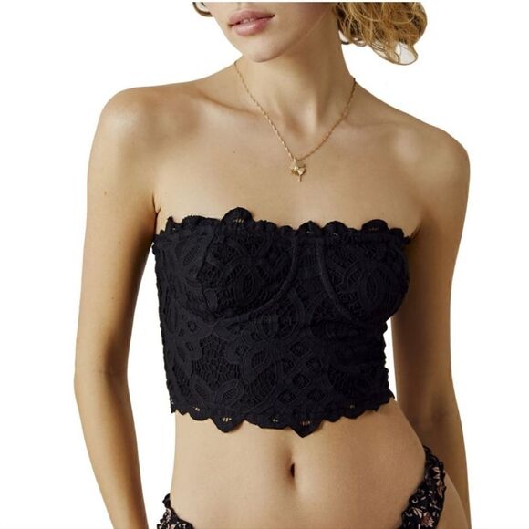 NWT Free People Adella Corset Top Black - Picture 1 of 6